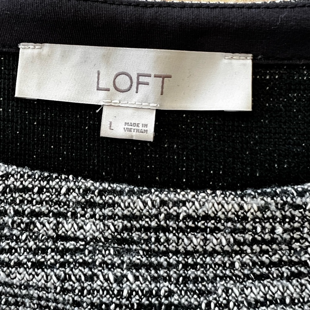 Loft Mixed Melange Flounce Dress size large - Picture 7 of 7